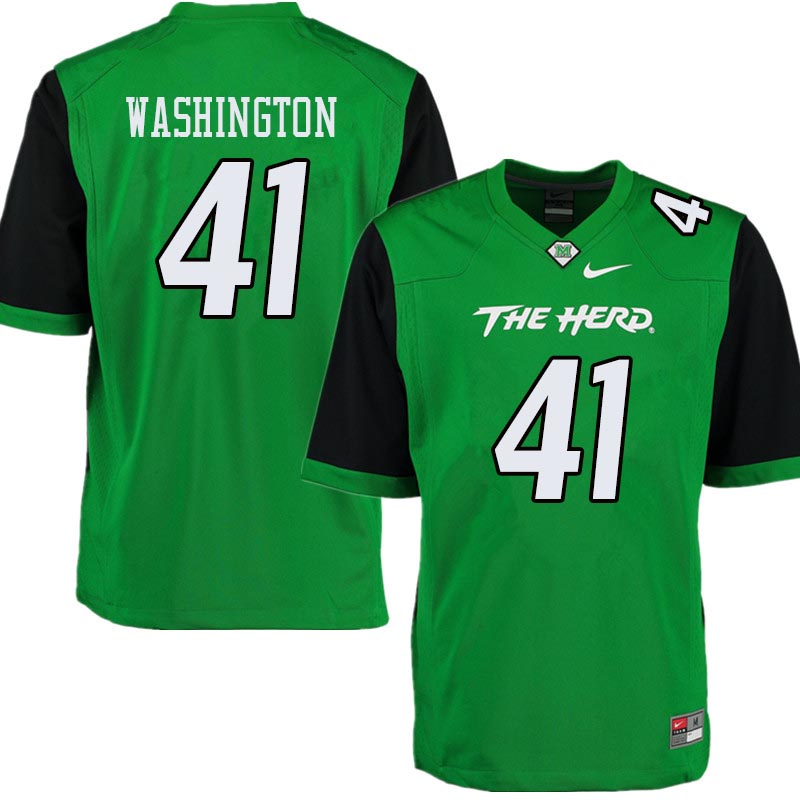 Men #41 Nirion Washington Marshall Thundering Herd College Football Jerseys Sale-Green